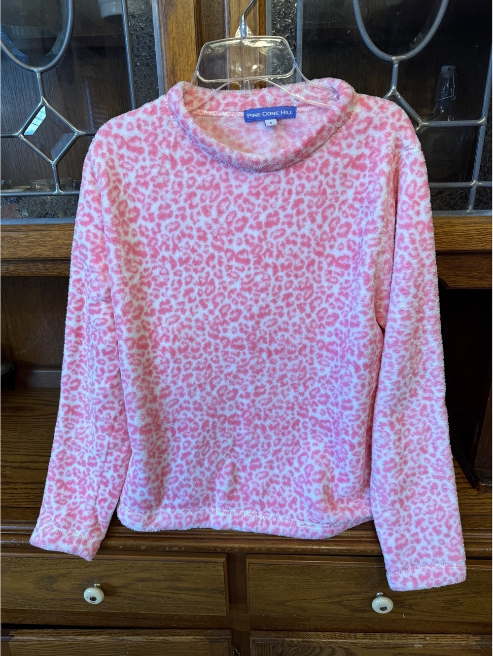 Pine Cone Hill Pink Leopard Fleece Pajama Set Women’s Small Cozy PJ Top Pants
